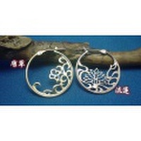 流蓮/唐草　ピアス　ピンクシルバー