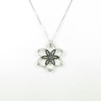 K18WG 2WAY フラワー ダイヤモンドネックレス
