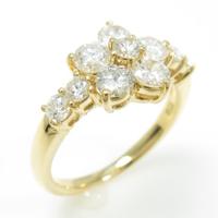 K18YG フラワー ダイヤモンドリング