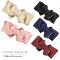 【送料無料】ラインストーン付き付きリボンバナナクリップ　大人可愛いバナナクリップ　ヘアクリップ　上品バナナクリップ　ラインストーン付きバナナクリップ　リボンバナナクリップ　バナナクリップ　上品バナナクリップ　リボンバナナクリップ　バナナクリップ