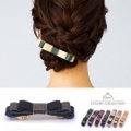 バレッタ　レザー　バイカラー　リボン　フェイクレザー　ヘアアクセサリー　ヘアアレンジ　ヘアクリップ　ヘアピン　シンプル　ゴールド　大人可愛い　ヘアクリップ　ヘアアクセサリー　上品　ヘアアクセサリー　レディース　デイリー　オフィス　ヘアアクセ