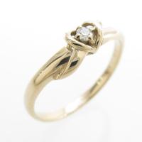 K18PG ハート ダイヤモンドリング