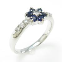 K14WG フラワー サファイヤリング30％引き