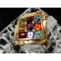 ☆誕生石2月・4月・8月新着【K18YG イエローゴールド】 指輪 リング マルチ2.97ct ダイヤモンド0.03ct 7.1ｇ 9.5号 レディース 10234-0