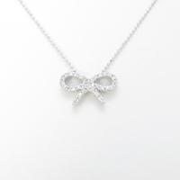 K18WG リボン ダイヤモンドネックレス