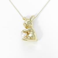 K18YG ラビット アコヤパールネックレス