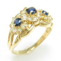 K18YG フラワー サファイヤリング