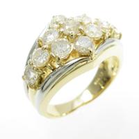 K18YG／PT フラワー ダイヤモンドリング