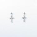 K18WG クロス ダイヤモンドピアス