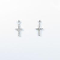 K18WG クロス ダイヤモンドピアス