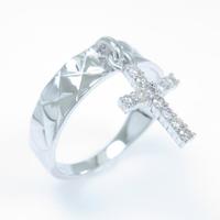 K18WG クロス ダイヤモンドリング