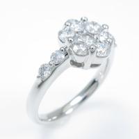 K18WG フラワー ダイヤモンドリング