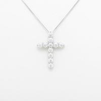K18WG クロス ダイヤモンドネックレス