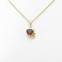 K18YG ハート ガーネットネックレス