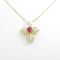18KYG リーフ ダイヤモンドネックレス