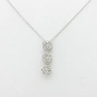 K18WG 2WAY スリーストーン ダイヤモンドネックレス