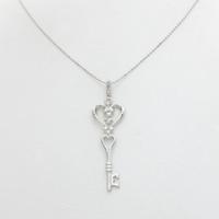 K18WG ハート×キー ダイヤモンドネックレス