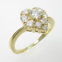 K18YG ハート ダイヤモンドリング