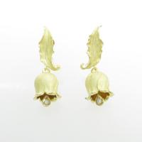 K18YG フラワー ダイヤモンドイヤリング