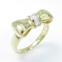 K18YG リボン ダイヤモンドリング