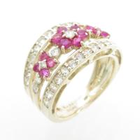 K10PG フラワー ルビーリング