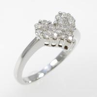 K18WG ハート×パヴェ ダイヤモンドリング