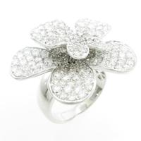 K18WG フラワー ダイヤモンドリング