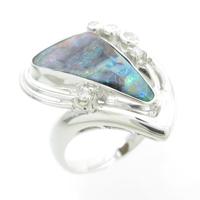 K18WG ボルダーオパールリング