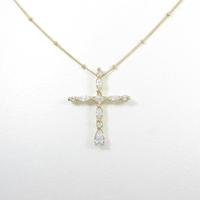 K18YG クロス キュービックネックレス