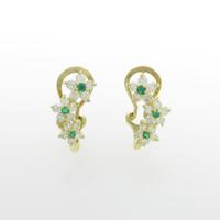 K18YG フラワー エメラルドピアス