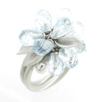 750WG フラワー ブルートパーズリング