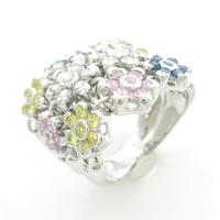 750WG フラワー サファイヤリング