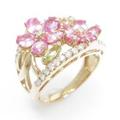 K14PG フラワー カラーストーンリング