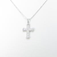 K18WG クロス ダイヤモンドネックレス