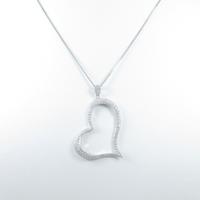 K18WG ハート パヴェ ダイヤモンドネックレス