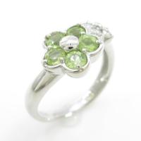 K18WG フラワー ペリドットリング
