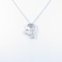 K18WG ハート ダイヤモンドネックレス