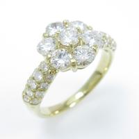 K18YG フラワー ダイヤモンドリング