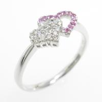 K18WG ハート ピンクサファイヤリング20％引き