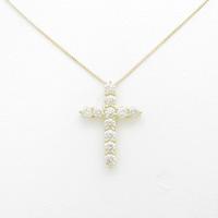 K18YG クロス ダイヤモンドネックレス