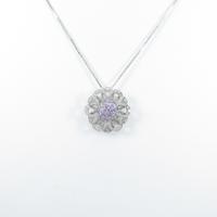 K18WG フラワー サファイヤネックレス