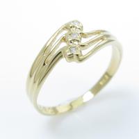 K18YG スリーストーン ダイヤモンドリング