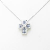 K18WG クロス サファイヤネックレス