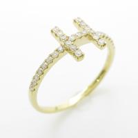 K18YG イニシャルH ダイヤモンドリング