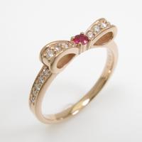 K18PG リボン ルビーリング