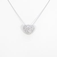 K18WG ハート パヴェ ダイヤモンドネックレス