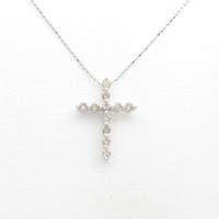 K18WG クロス ダイヤモンドネックレス
