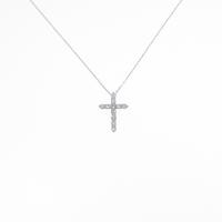 K18WG クロス ダイヤモンドネックレス