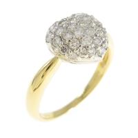 K18YG／PT ハート パヴェ ダイヤモンドリング