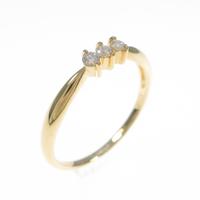 K18YG スリーストーン ダイヤモンドリング